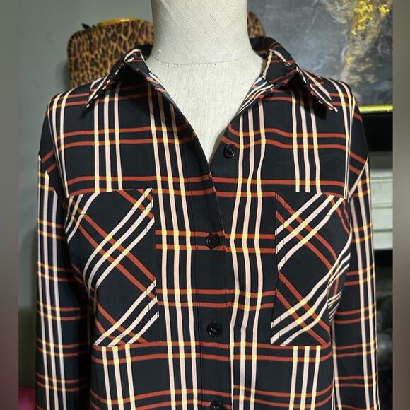 ANTHROPOLOGIE SANCTUARY Button Up Top Black Striped Women’s Size XS - Picture 2 of 9